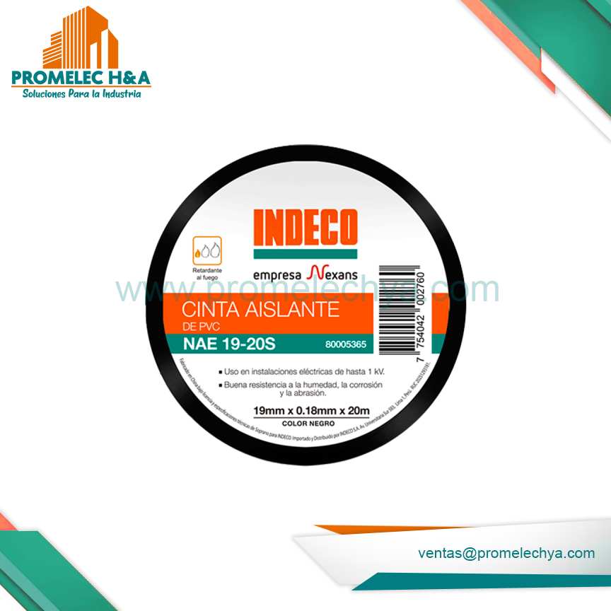 CINTA AISLANTE (19mm x 0.18 mm) INDECO NAE19-20S