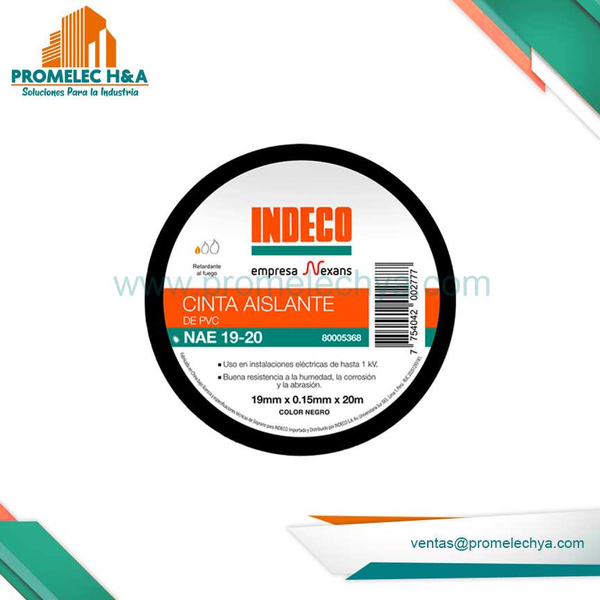 CINTA AISLANTE (19mm x 0.15 mm) INDECO NAE19-20